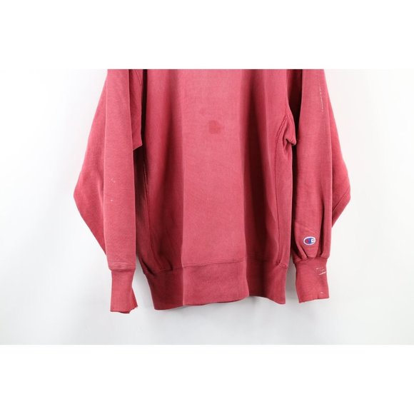 Vintage 80s Champion Reverse Weave XL Thrashed Crewneck Sweatshirt Raspberry USA - Picture 3 of 15